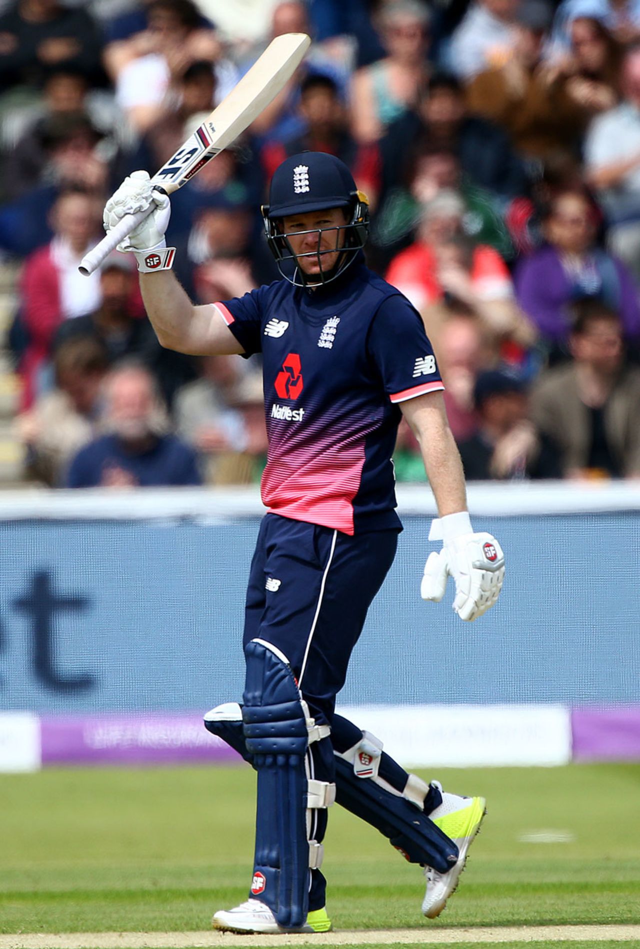 Eoin Morgan acknowledges his fifty, England v Ireland, 2nd ODI, Lord's, May 7, 2017