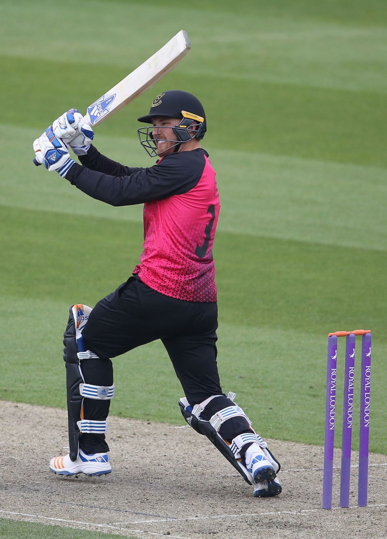 Laurie Evans struck three sixes in his 37, Sussex v Surrey, Royal London Cup, South Group, Hove, May 7, 2017