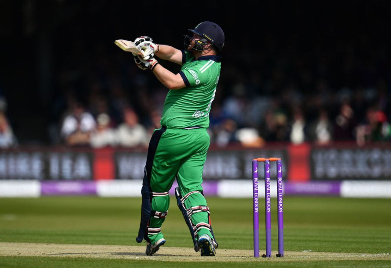 Paul Stirling pulls during a lively opening, England v Ireland, 2nd ODI, Lord's, May 7, 2017