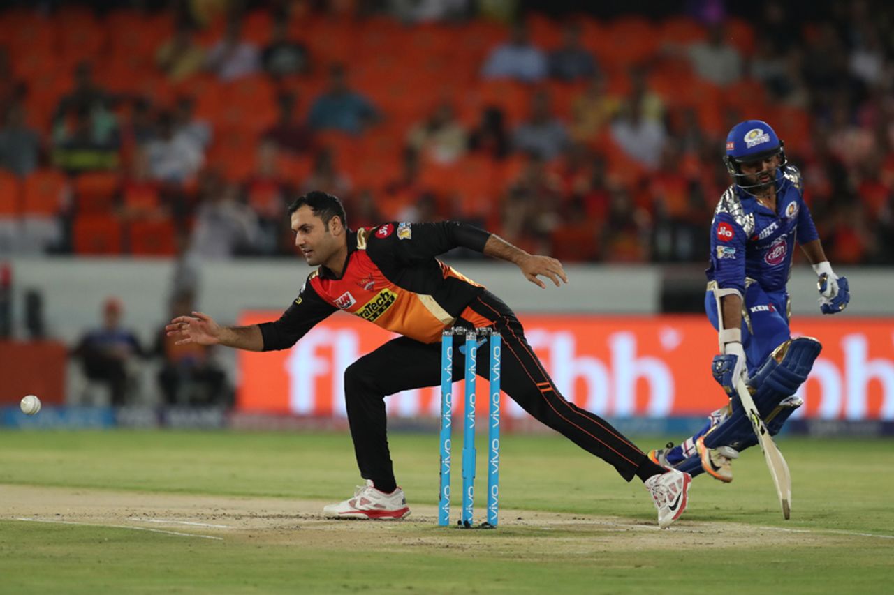 Mohammad Nabi took out Lendl Simmons in his first over, Sunrisers Hyderabad v Mumbai Indians, IPL 2017, Hyderabad, May 8, 2017