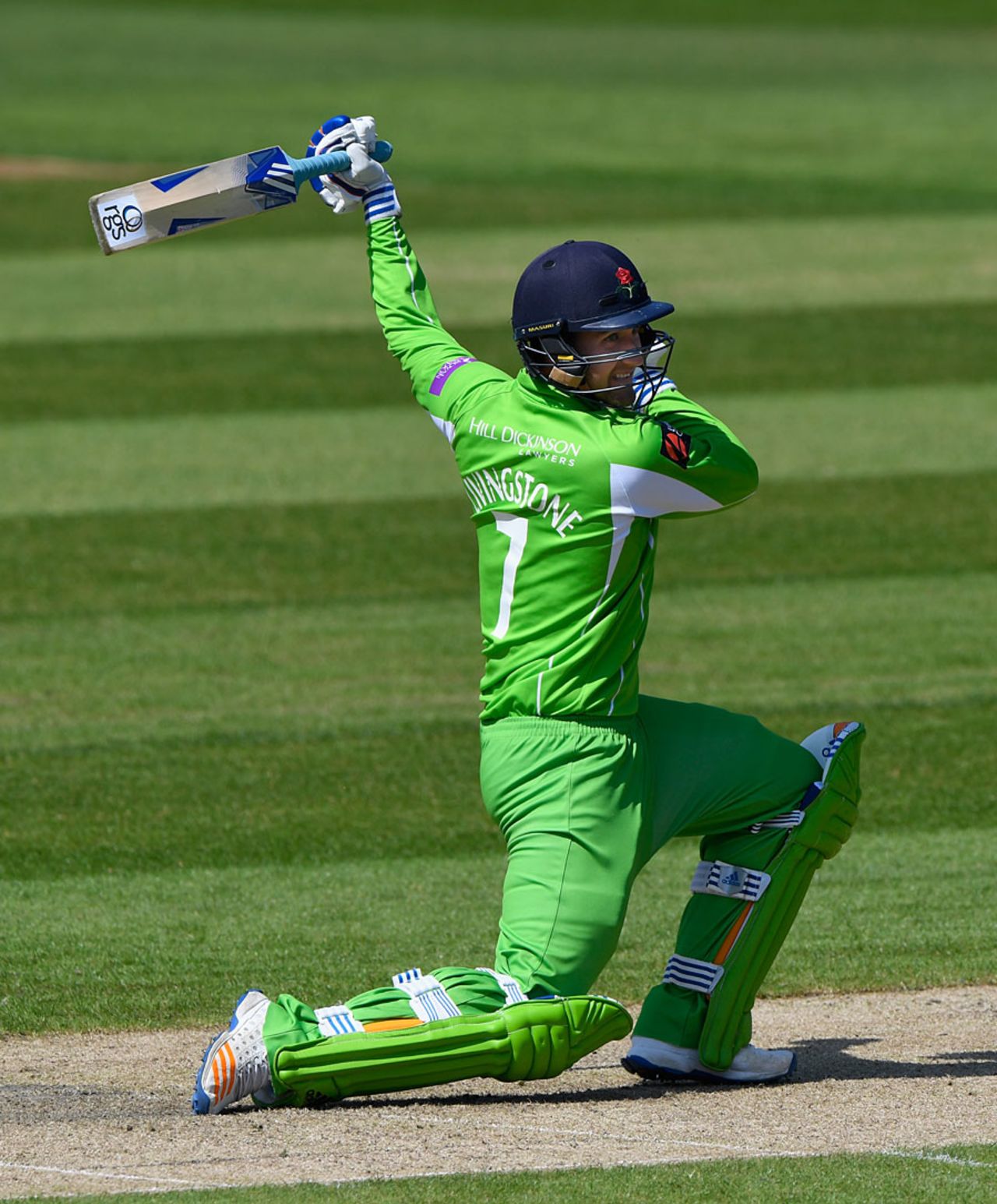 Liam Livingstone plays one-handed, Lancashire v Worcestershire, Royal London Cup, North Group, May 10, 2017