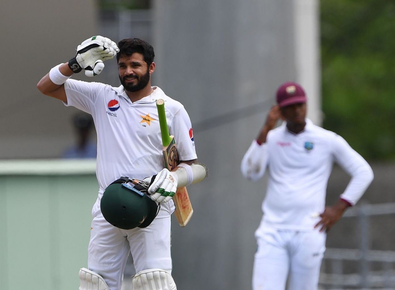 Azhar Ali does the salute, again, West Indies v Pakistan, 3rd Test, Roseau, 2nd day, May 11, 2017