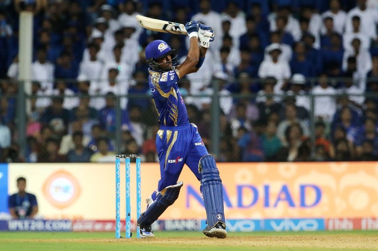 Hardik Pandya blitzed his way to a 13-ball 30, Mumbai Indians v Kings XI Punjab, IPL 2017, Mumbai, May 11, 2017