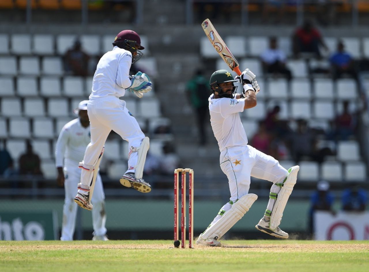 Misbah-ul-Haq carves one through the off side, West Indies v Pakistan, 3rd Test, Roseau, 2nd day, May 11, 2017