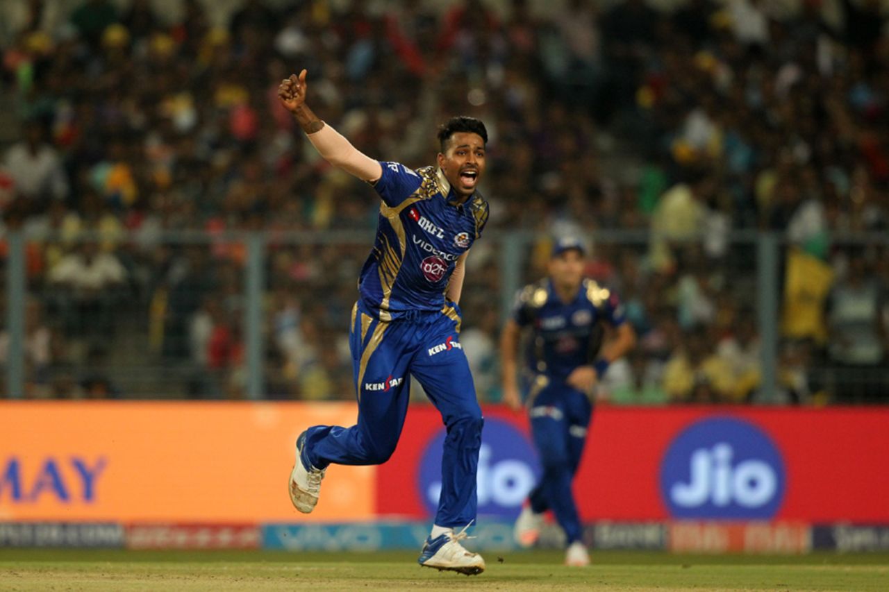 Hardik Pandya gave away only four runs off the final over, Kolkata Knight Riders v Mumbai Indians, IPL 2017, Kolkata, May 13, 2017