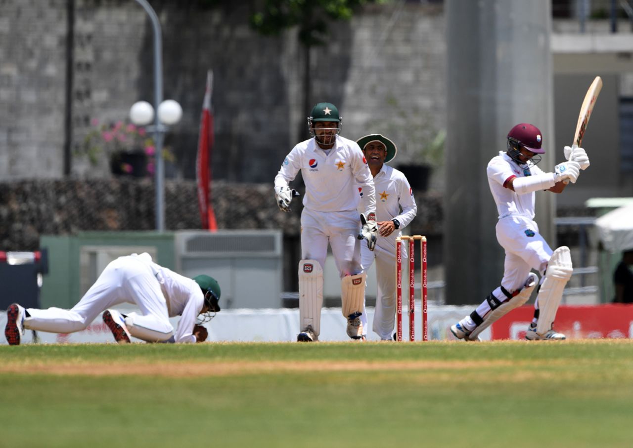 Babar Azam dives forward at short leg to catch Vishaul Singh off bat and pad, West Indies v Pakistan, 3rd Test, Dominica, 5th day, May 14, 2017