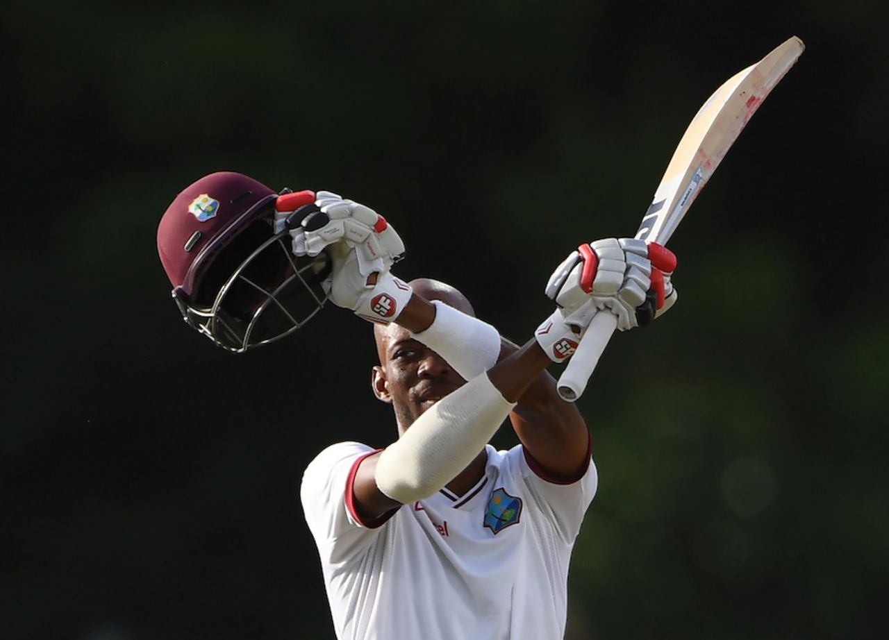 Roston Chase celebrates a fighting century, West Indies v Pakistan, 3rd Test, Dominica, 5th day, May 14, 2017