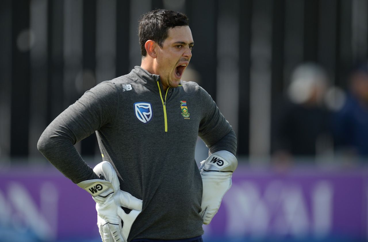 Quinton de Kock caught in the middle of a yawn, Northamptonshire v South Africans, Northampton, May 21, 2017