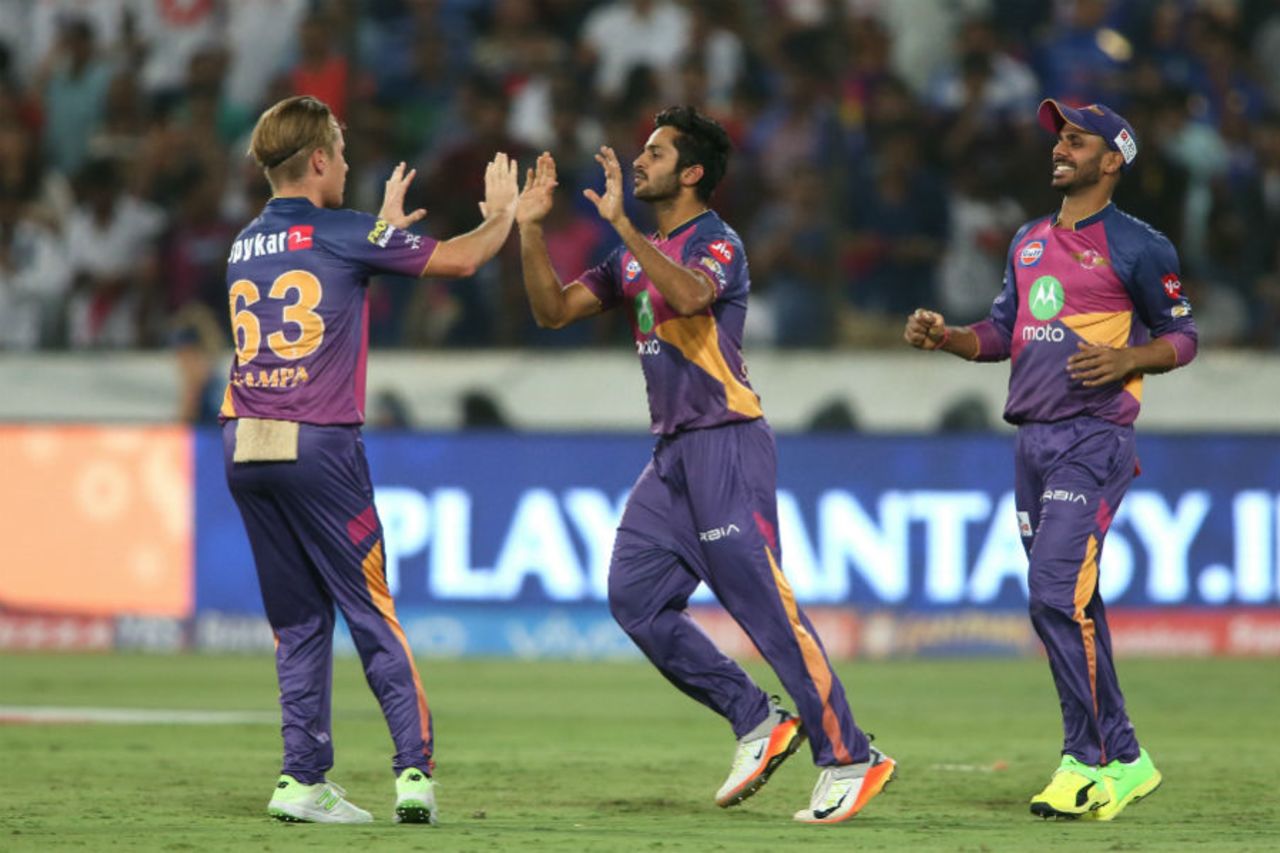 Adam Zampa sent back Rohit Sharma and Kieron Pollard in the space of five deliveries, Mumbai Indians v Rising Pune Supergiant, IPL final, Hyderabad, May 21, 2017