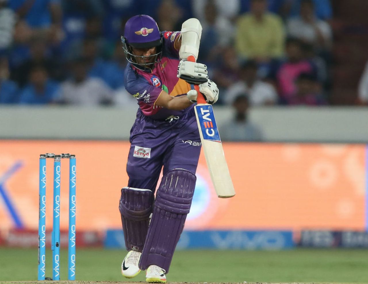 Ajinkya Rahane is all poise and composure as he essays a straight drive, Mumbai Indians v Rising Pune Supergiant, IPL final, Hyderabad, May 21, 2017 