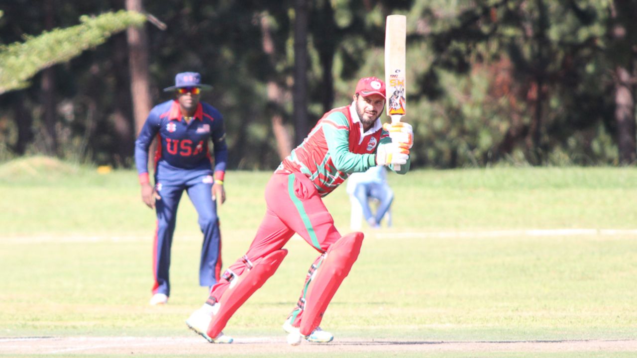 Zeeshan Maqsood flicks through the on side on his way to 46, Oman v USA, ICC World Cricket League Division Three, Entebbe, May 23, 2017