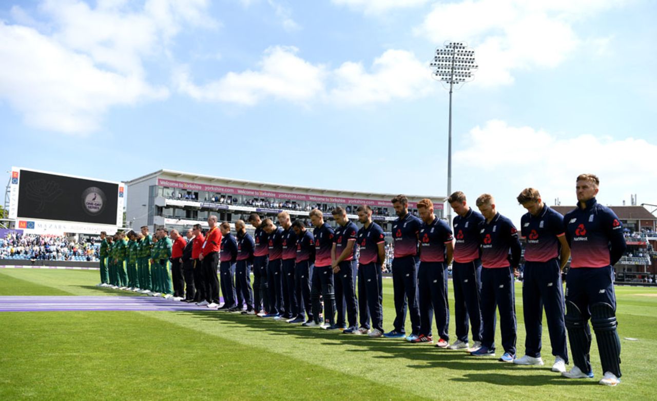 Both teams observed a minute's silence before play, England v South Africa, 1st ODI, Headingley, May 24, 2017