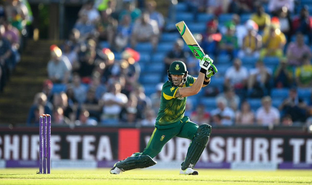 Faf du Plessis drives the ball through the off side, England v South Africa, 1st ODI, Headingley, May 24, 2017