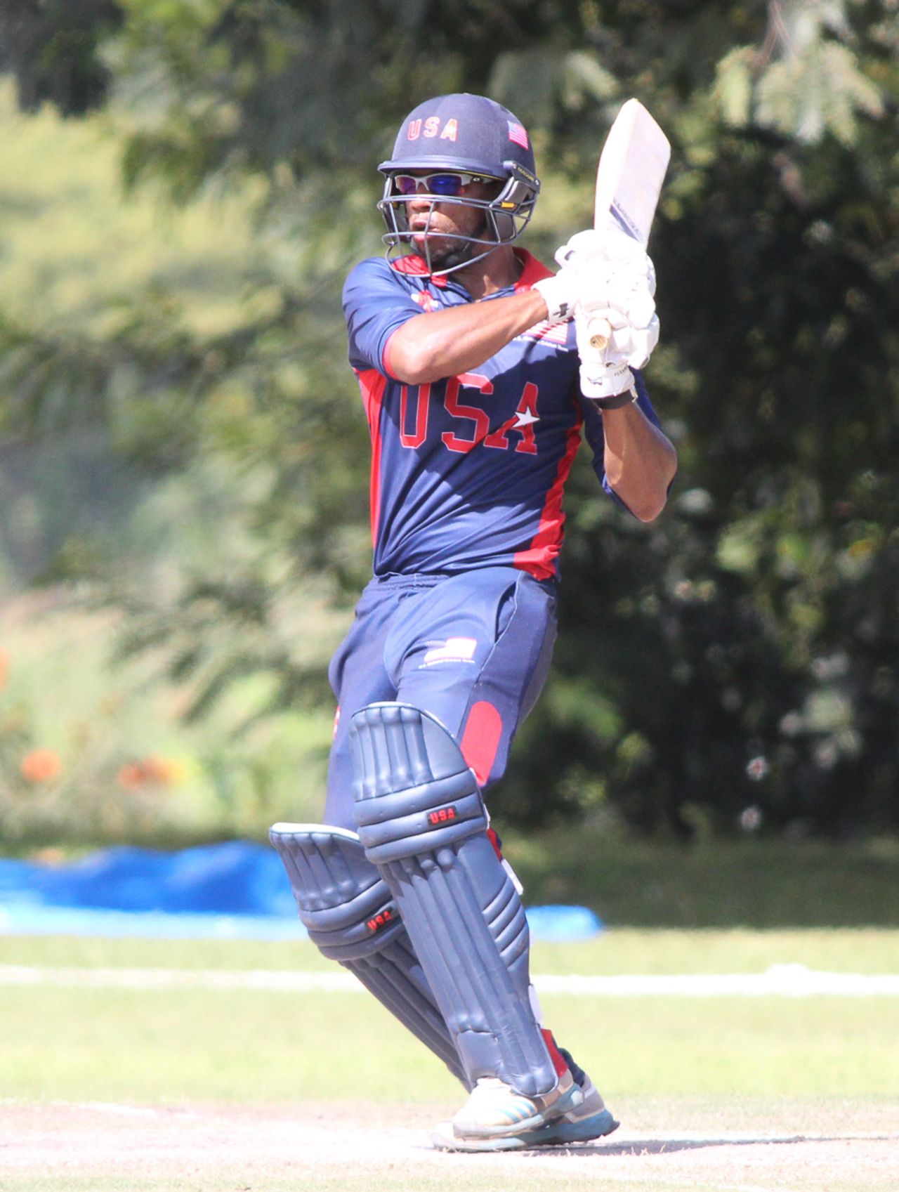Camilus Alexander pulls over mid-on for a boundary in his unbeaten 30, Malaysia v USA, ICC World Cricket League Division Three, Kampala, May 24, 2017