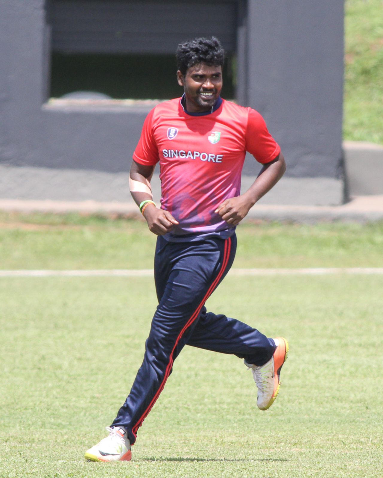Suresh Appusamy celebrates after dismissing Timroy Allen, Singapore v USA, ICC World Cricket League Division Three, Kampala, May 26, 2017 