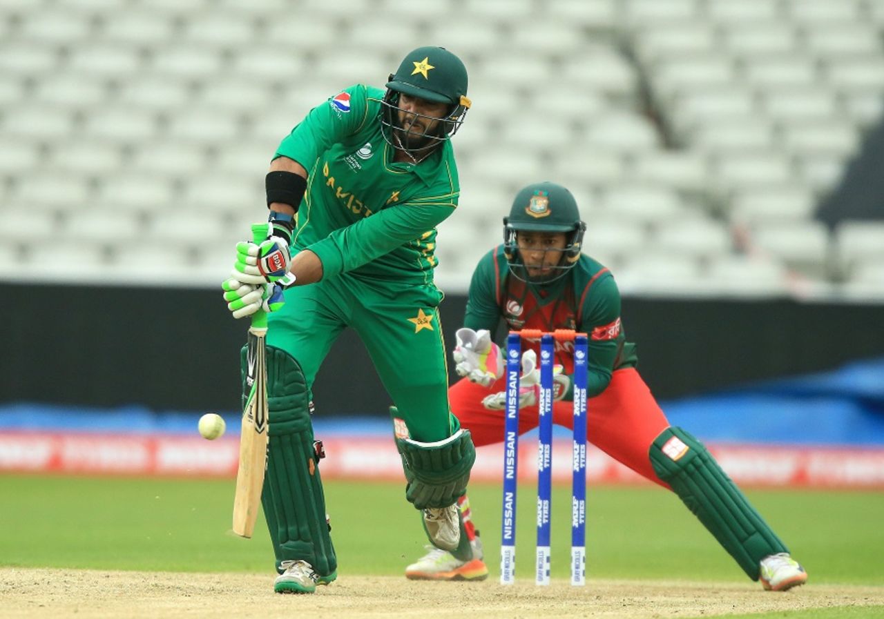 Imad Wasim glances the ball towards the leg side, Bangladesh v Pakistan, Champions Trophy warm-ups, Birmingham, May 27, 2017