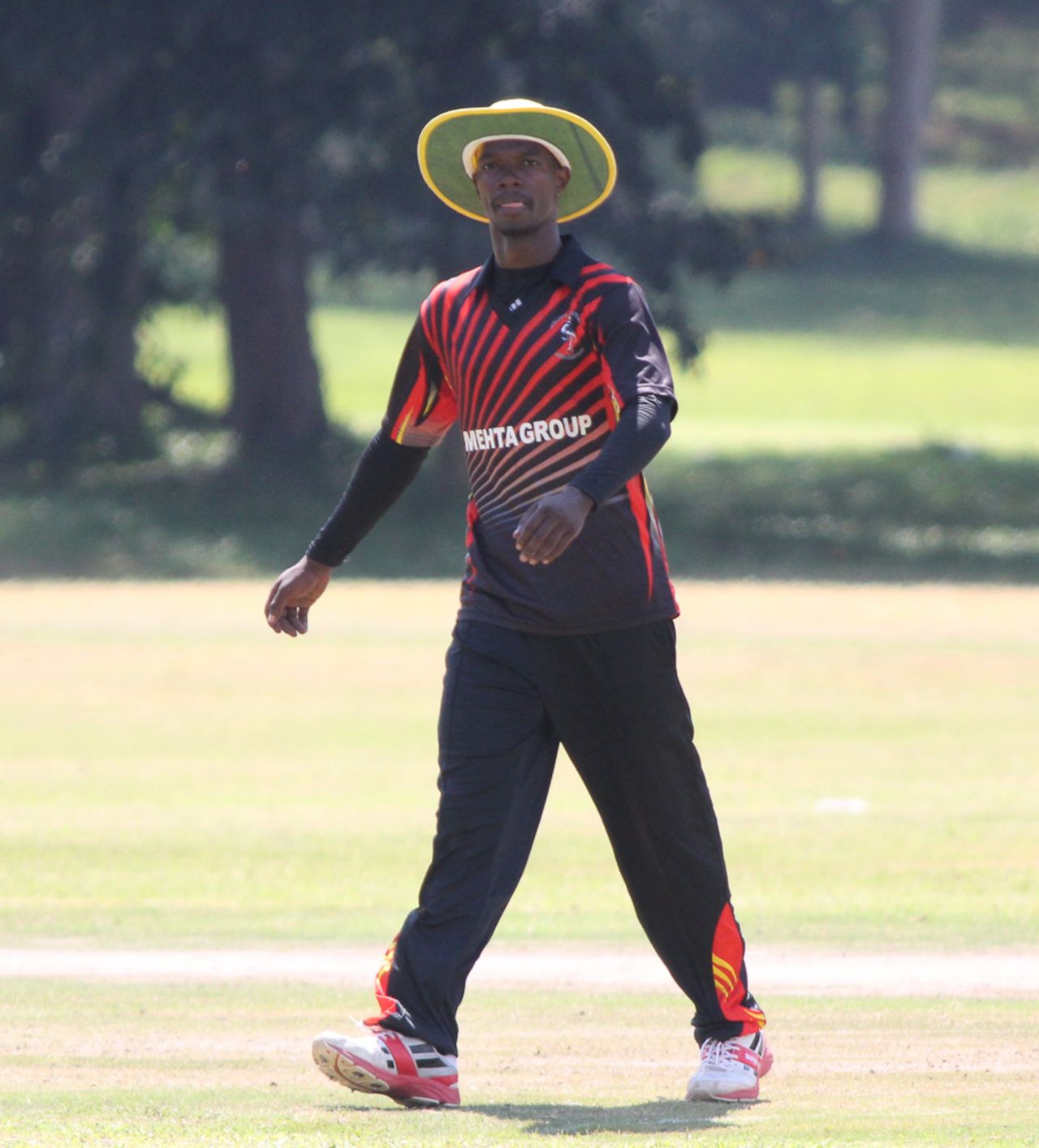 Uganda captain Davis Karashani checks his field settings, Uganda v USA, ICC World Cricket League Division Three, Entebbe, May 29, 2017