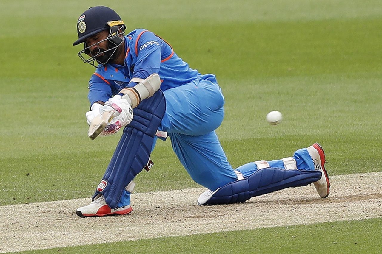 Dinesh Karthik plays a sweep, Bangladesh v India, Champions Trophy, warm-ups, Oval, May 30, 2017