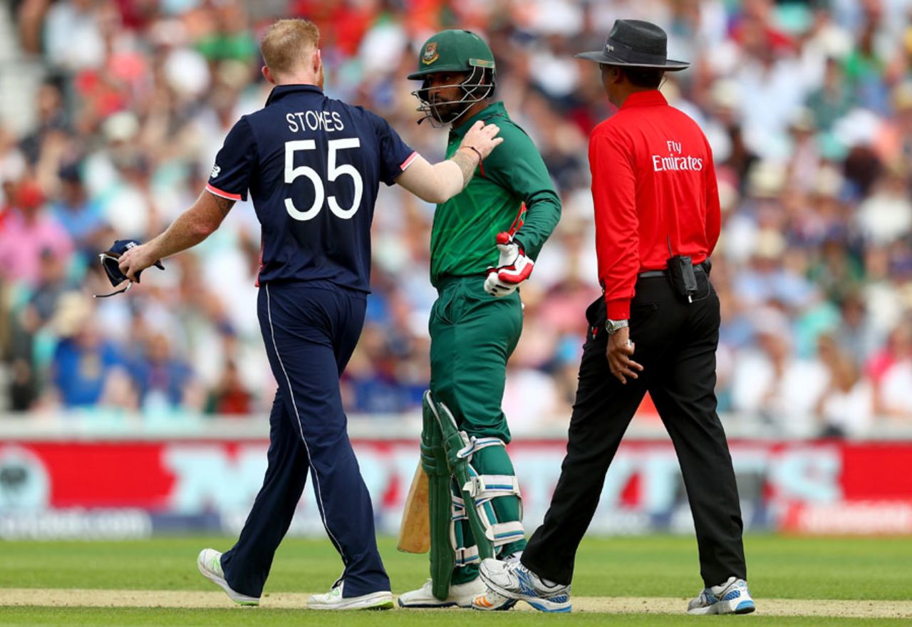 Ben Stokes and Tamim Iqbal got into a heated discussion, England v Bangladesh, Champions Trophy, Group A, The Oval, June 1, 2017