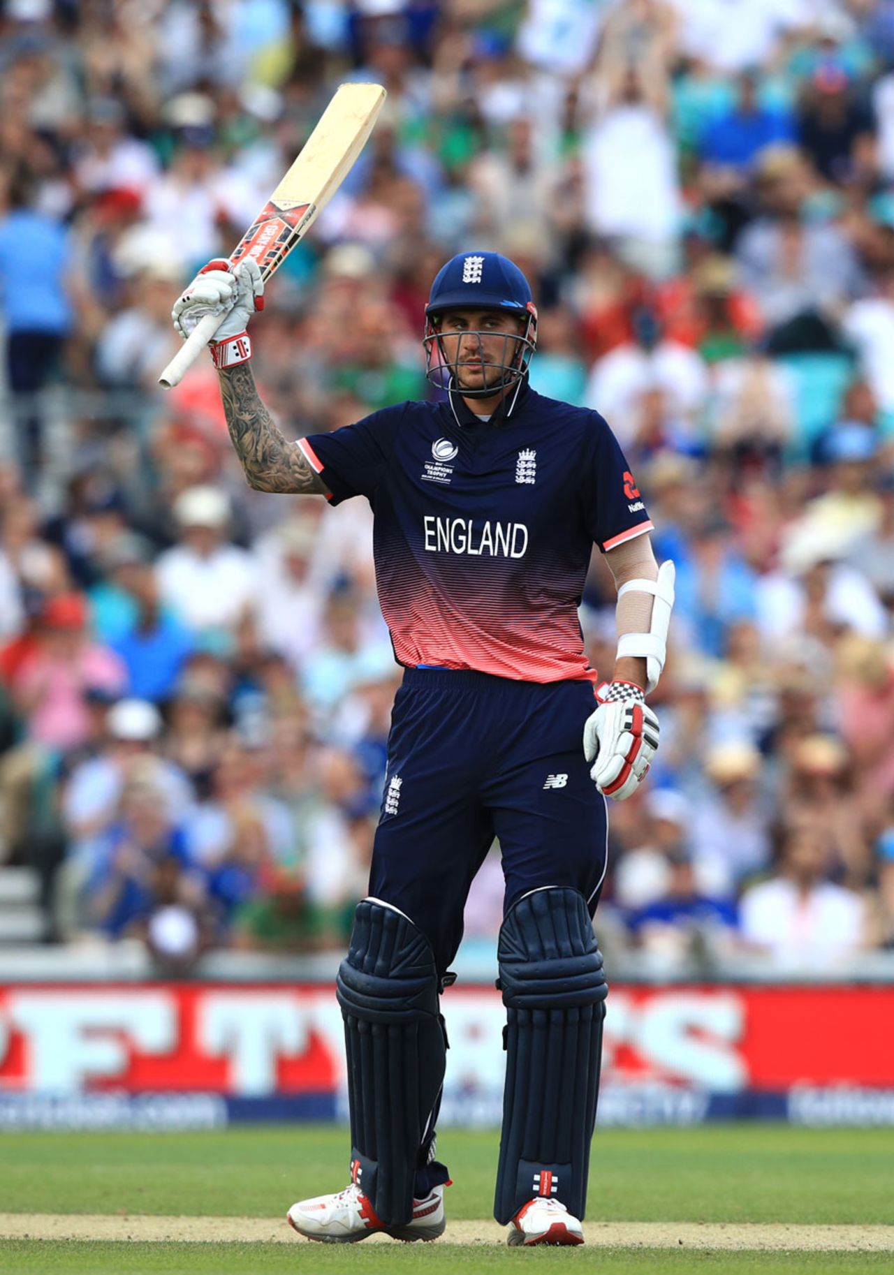 Alex Hales raised his half-century from 52 balls, England v Bangladesh, Champions Trophy, Group A, The Oval, June 1, 2017