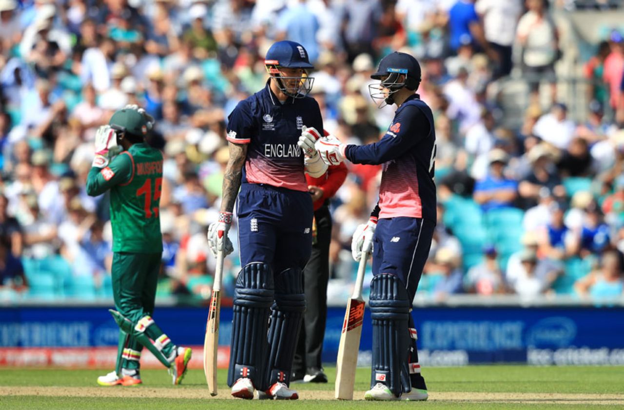 Alex Hales and Joe Root put on 159, England v Bangladesh, Champions Trophy, Group A, The Oval, June 1, 2017
