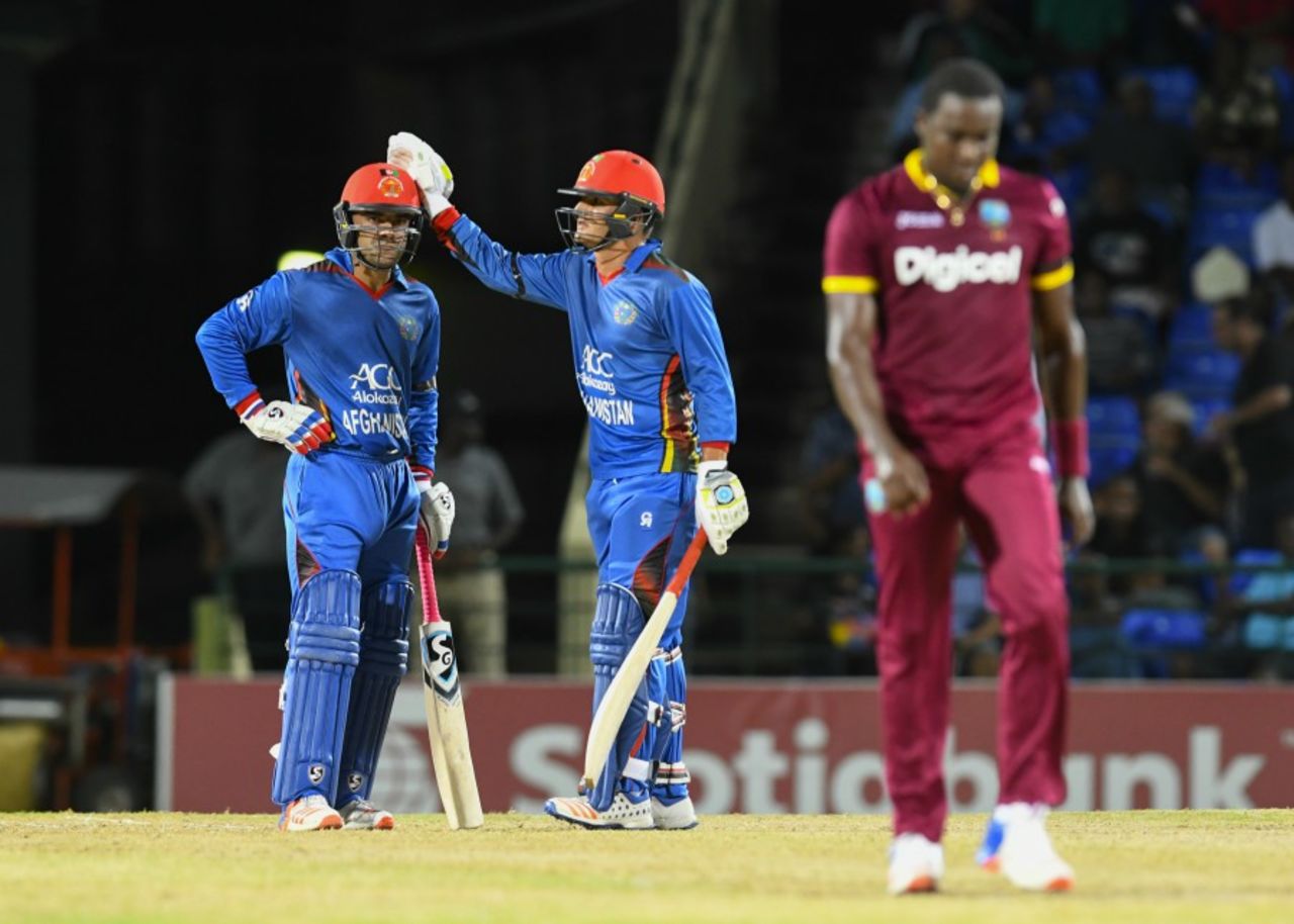 Rashid Khan and Amir Hamza shared a 36-run, ninth-wicket stand, West Indies v Afghanistan, 1st T20, Basseterre, June 2, 2017