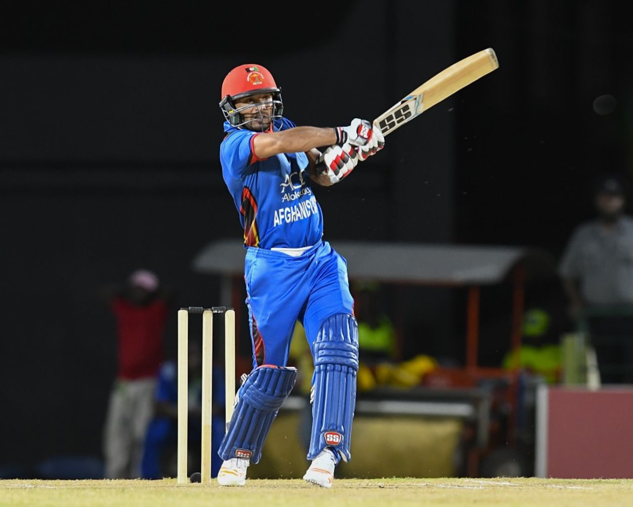 Gulbadin Naib hit three leg-side boundaries, West Indies v Afghanistan, 1st T20, Basseterre, June 2, 2017