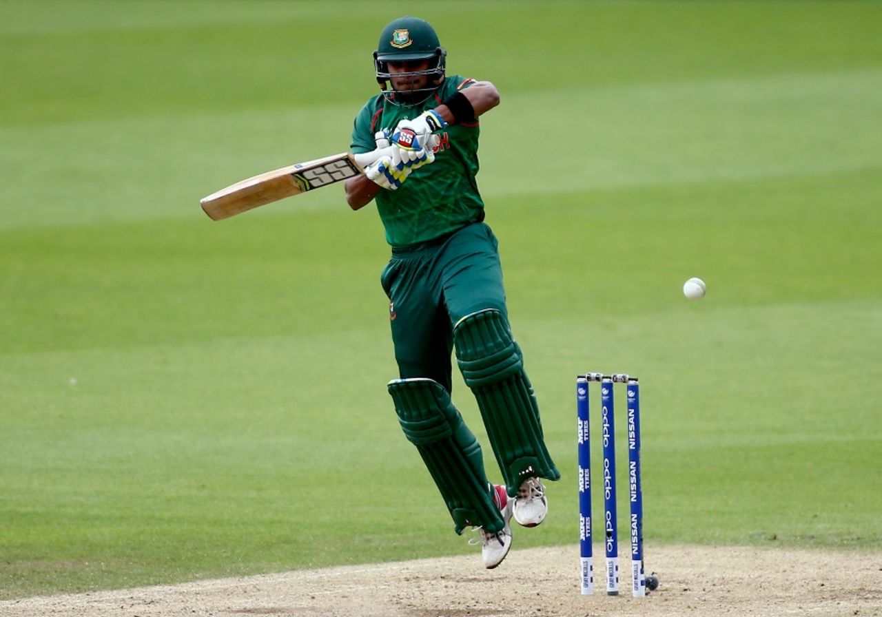 Sabbir Rahman plays the ball away to safety, Australia v Bangladesh, Champions Trophy 2017, The Oval, London, June 5, 2017