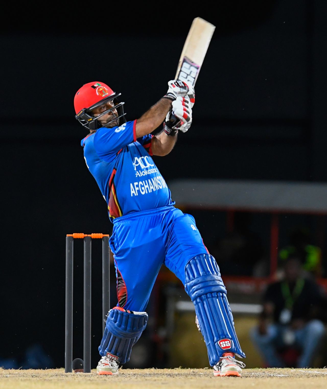 Asghar Stanikzai flays one to the leg side, West Indies v Afghanistan, 3rd T20I, St Kitts, June 5, 2017