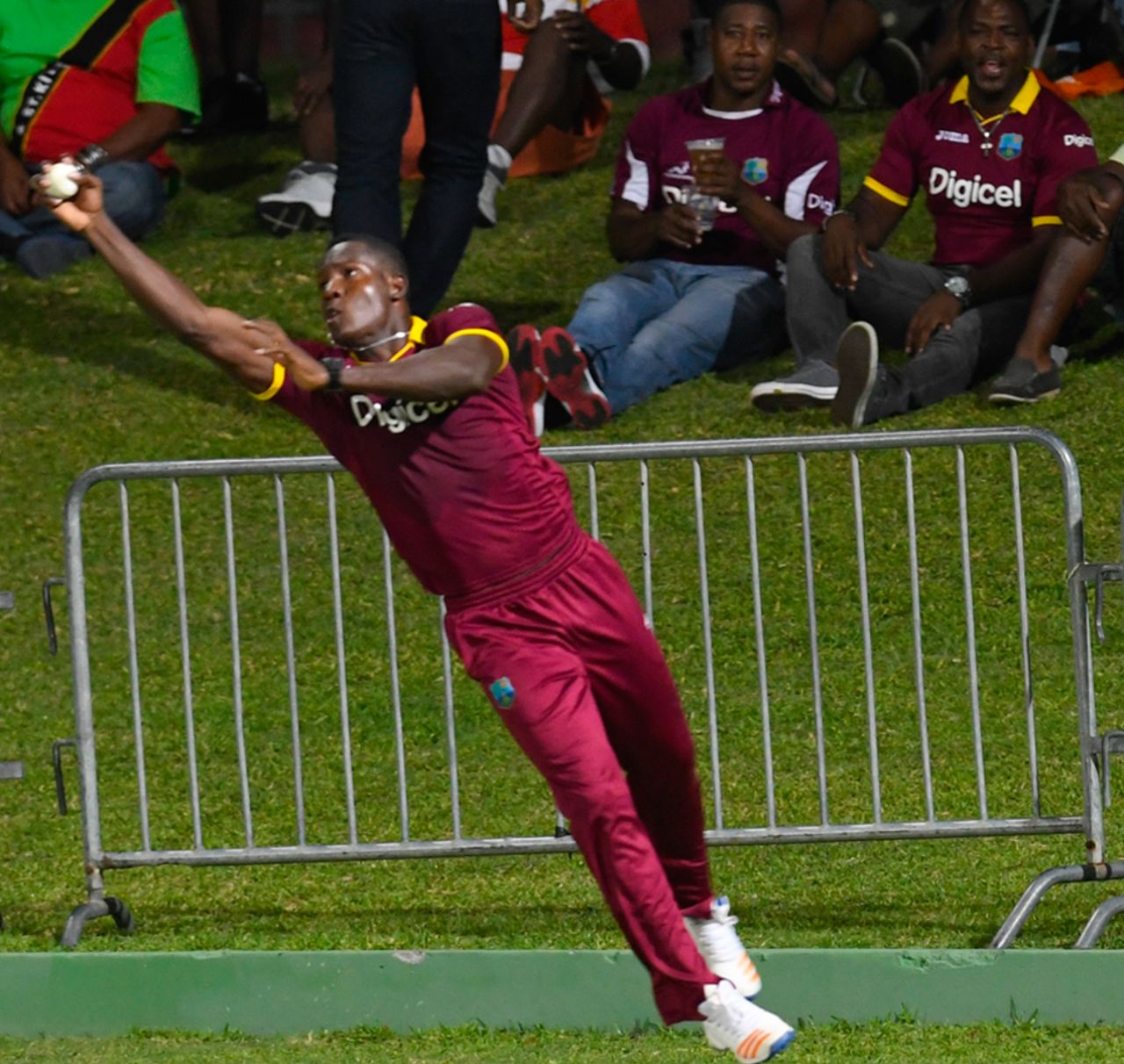 Rovman Powell makes a one-handed stop on the boundary, West Indies v Afghanistan, 3rd T20I, St Kitts, June 5, 2017