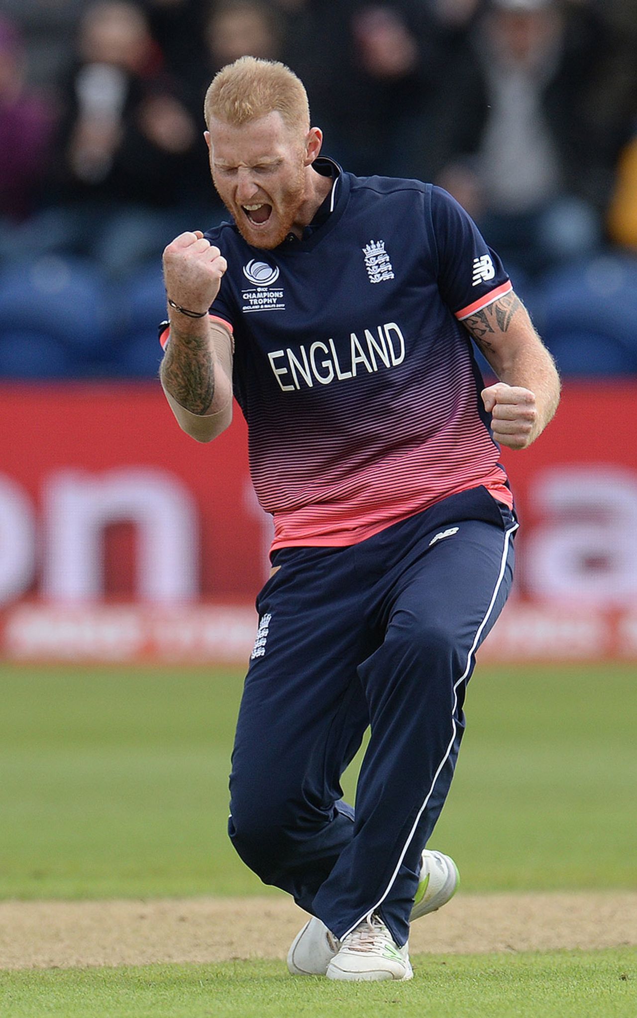 Ben Stokes claimed the vital wicket of Martin Guptill for 27, England v New Zealand, Champions Trophy 2017, Cardiff, June 6, 2017
