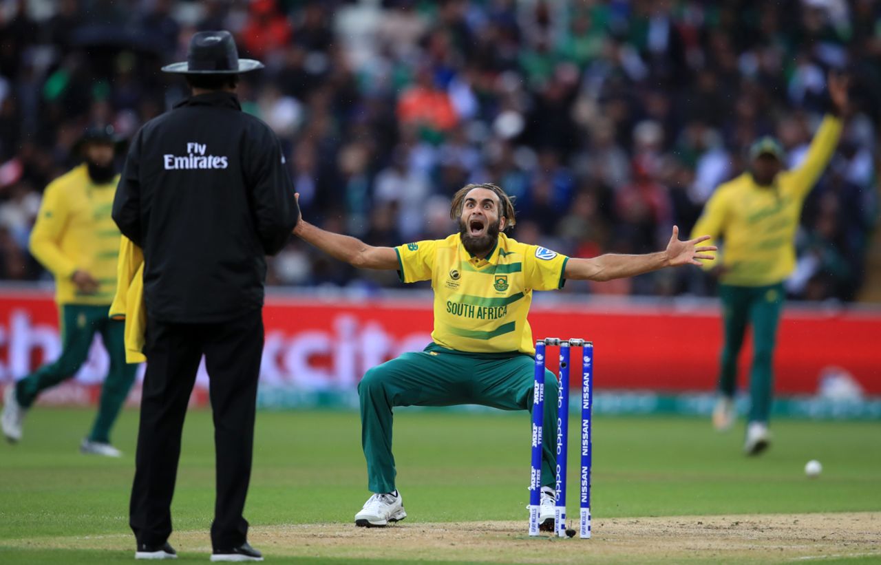 Imran Tahir appeals unsuccessfully for lbw against Mohammad Hafeez, Pakistan v South Africa, Champions Trophy, Group B, Edgbaston, June 7, 2017