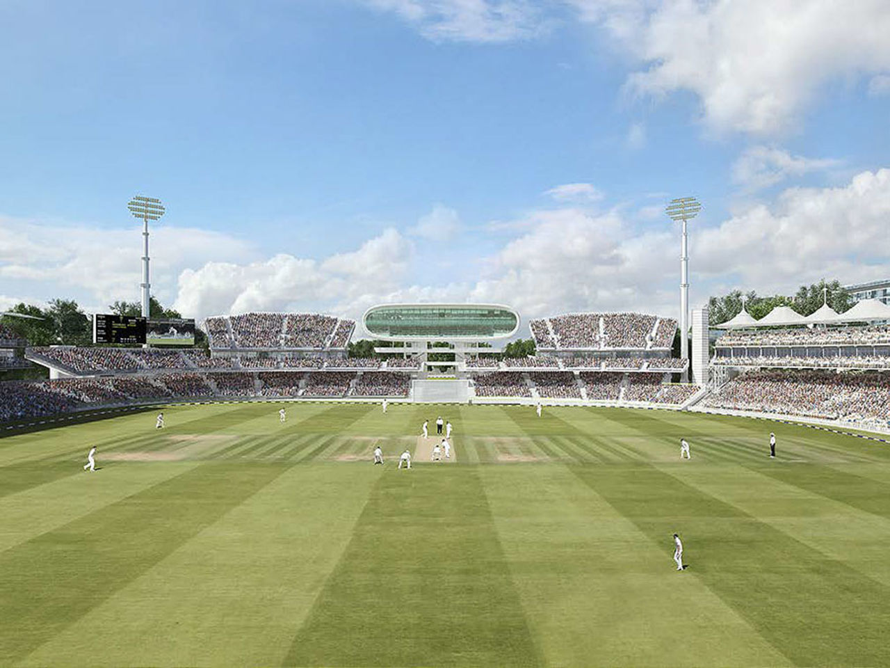 An artist's impression of the proposed redevelopment of the Nursery End at Lord's, June 9, 2017
