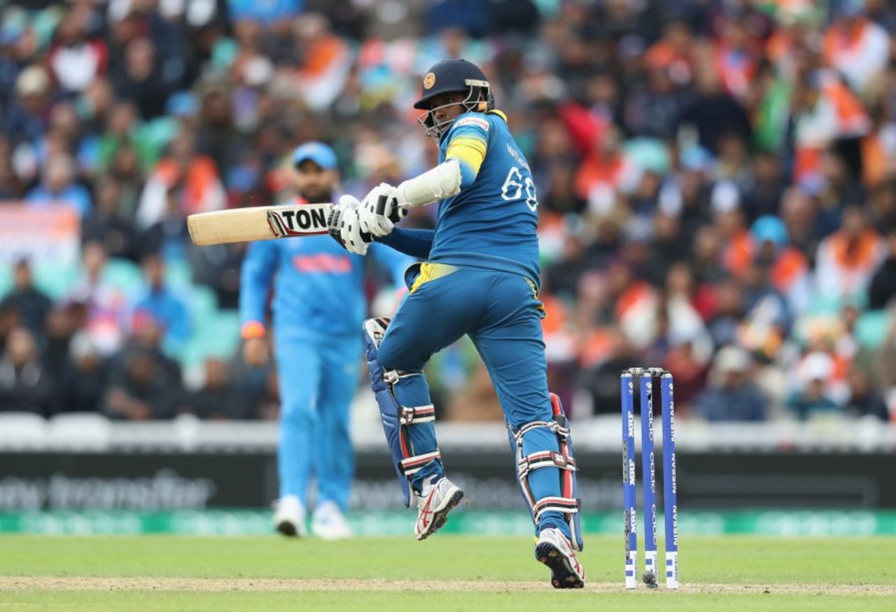 Angelo Mathews swivels into a pull, India v Sri Lanka, Champions Trophy 2017, The Oval, London, June 8, 2017