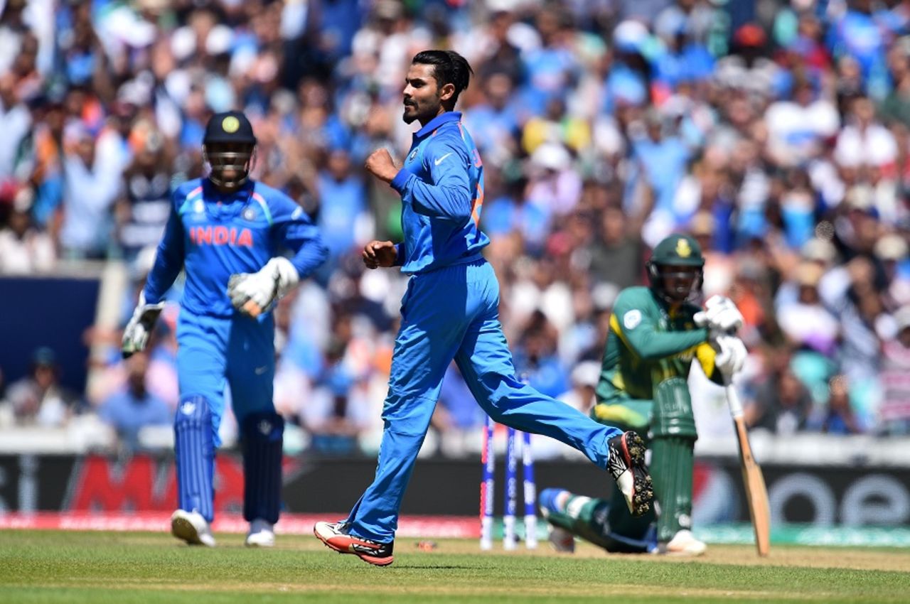 Ravindra Jadeja did not concede any boundaries in his 10 overs, India v South Africa, Champions Trophy 2017, Group B, The Oval, London, June 11, 2017