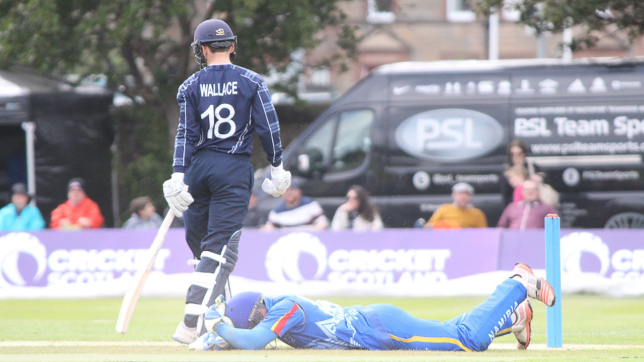 Zane Green botched a stumping attempt with Craig Wallace on 19, Scotland v Namibia, ICC WCL Championship, Edinburgh, June 11, 2017 