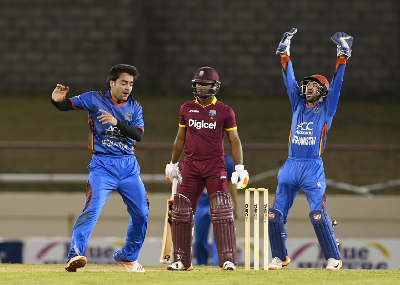 Rashid Khan foxed Evin Lewis with a googly, West Indies v Afghanistan, 2nd ODI, Gros Islet, June 11, 2017