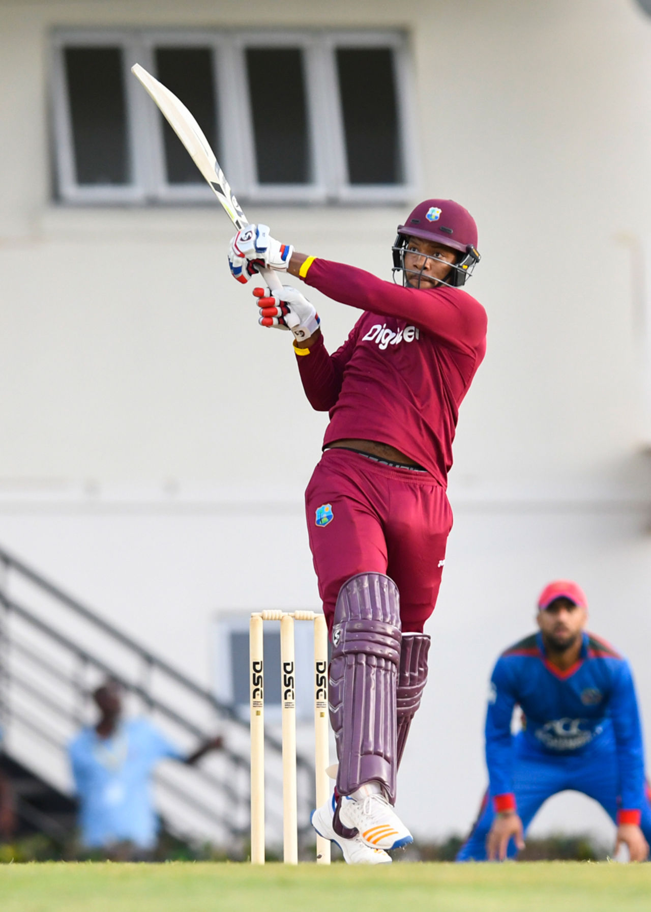 Kieran Powell launches one into the leg side, West Indies v Afghanistan, 2nd ODI, Gros Islet, June 11, 2017