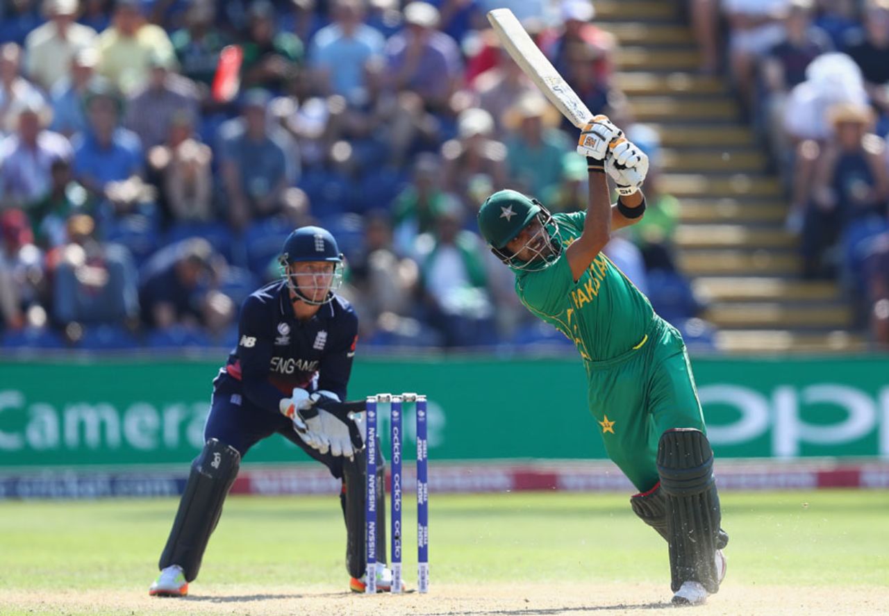 Babar Azam goes down the ground, England v Pakistan, Champions Trophy, 1st semi-final, Cardiff, June 14, 2017