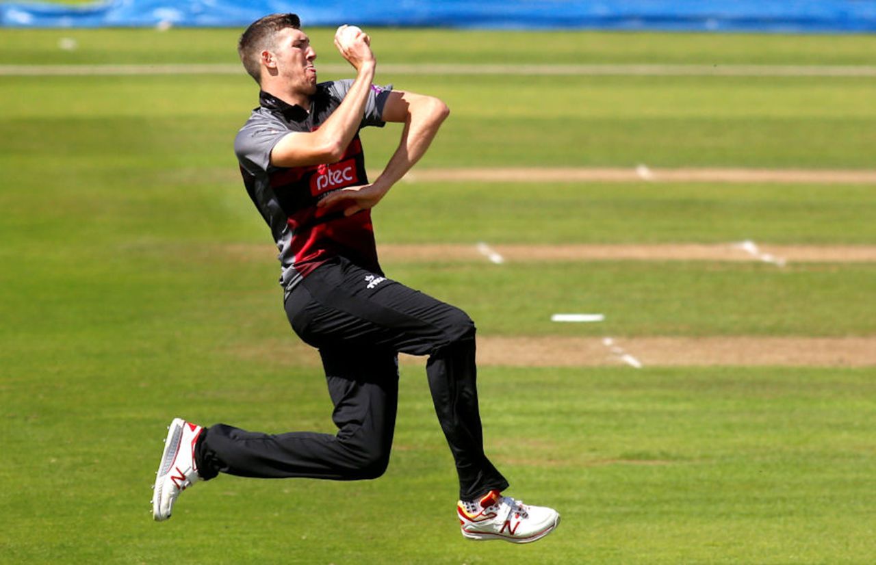 Craig Overton in action for Somerset, Somerset v Nottinghamshire, Royal London Cup playoffs, Taunton, June 13, 2017
