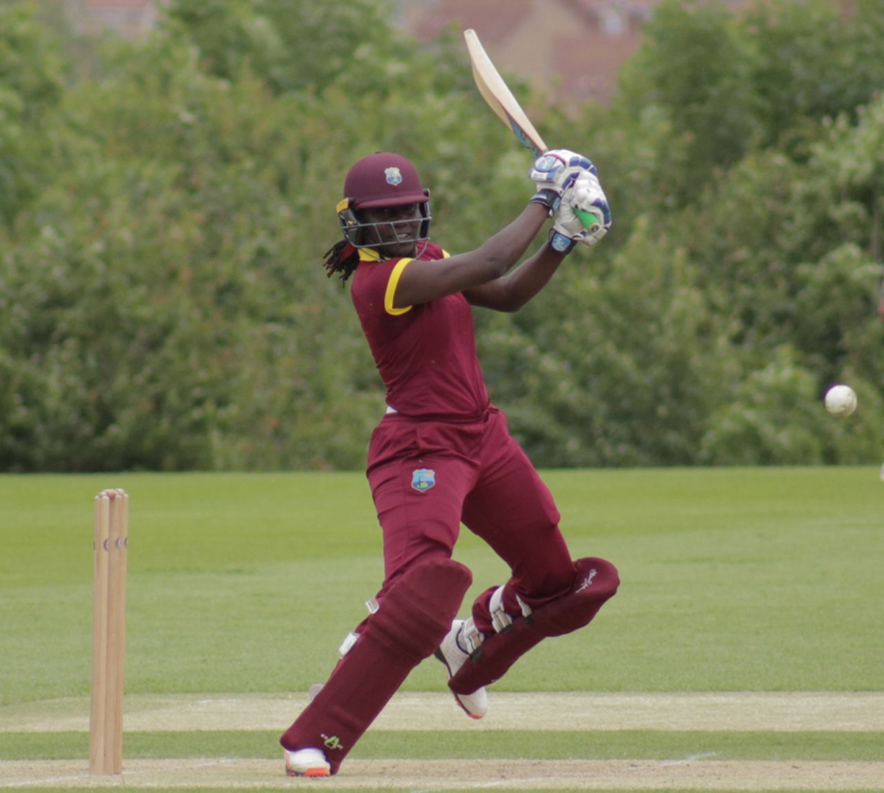 Stafanie Taylor smashes one off the back foot, West Indies Women and India Women, unofficial warm-up game, Leicestershire, June 16, 2017
