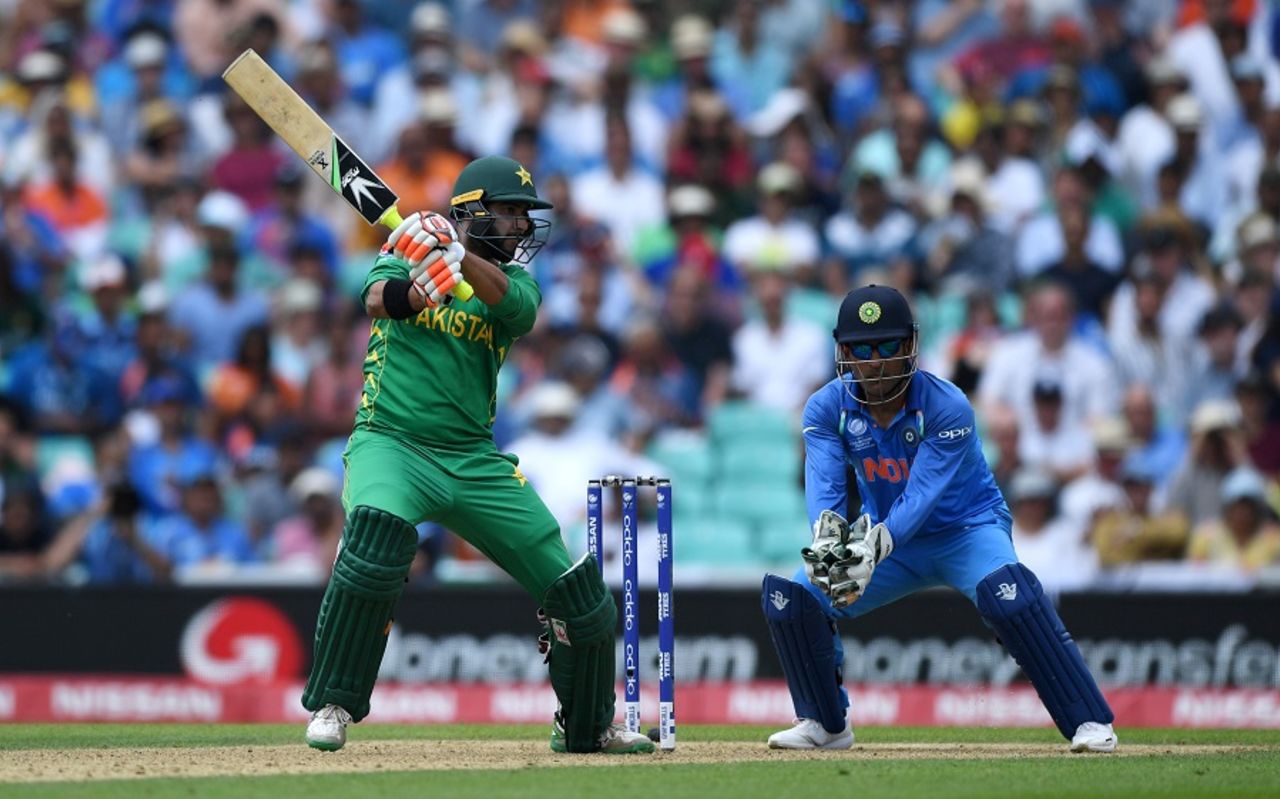 Imad Wasim flays one through the off side, India v Pakistan, Final, Champions Trophy 2017, The Oval, London, June 18, 2017