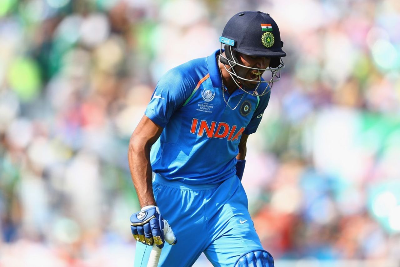 Hardik Pandya is incensed after being run out, India v Pakistan, Final, Champions Trophy 2017, The Oval, London, June 18, 2017