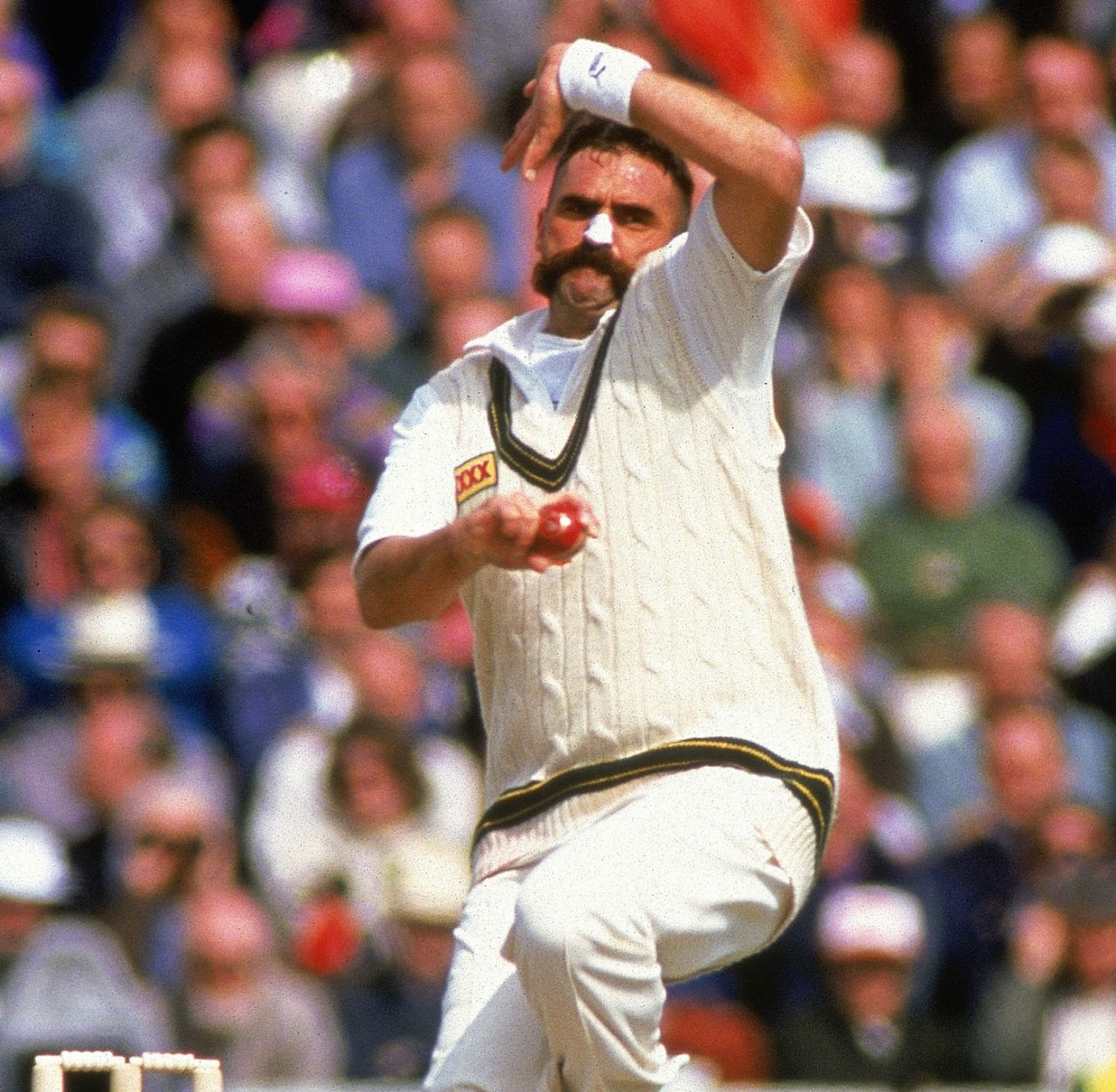 Merv Hughes prepares to let one rip, England v Australia, 1st Test, Old Trafford, 2nd day, June 4, 1993