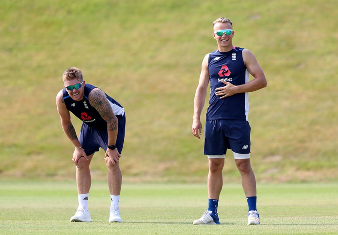 Jason Roy and Tom Curran feel the heat during training, Ageas Bowl, June 20, 2017
