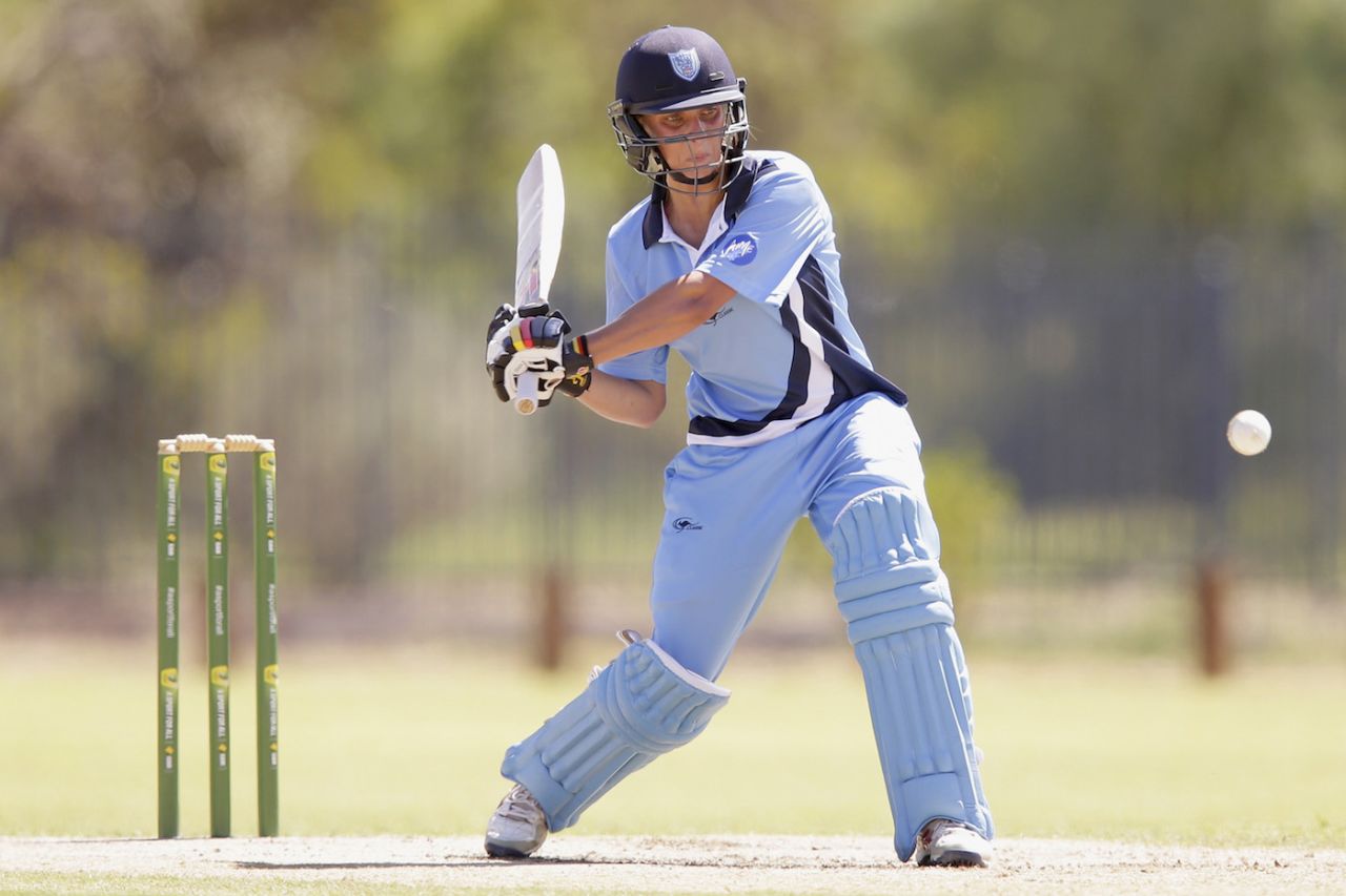 Ashleigh Gardner sets up for a shot, National Indigenous Cricket Championships, Alice Springs, February 10, 2017
