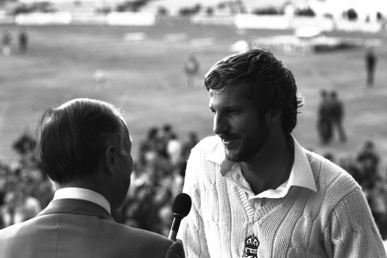 Ian Botham is interviewed after the match, England v Australia, 3rd Test, Headingley, 5th day, July 21, 1981