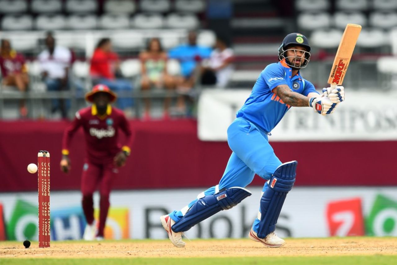 The flick was a productive shot for Shikhar Dhawan, West Indies v India, 1st ODI, Port-of-Spain, June 23, 2017