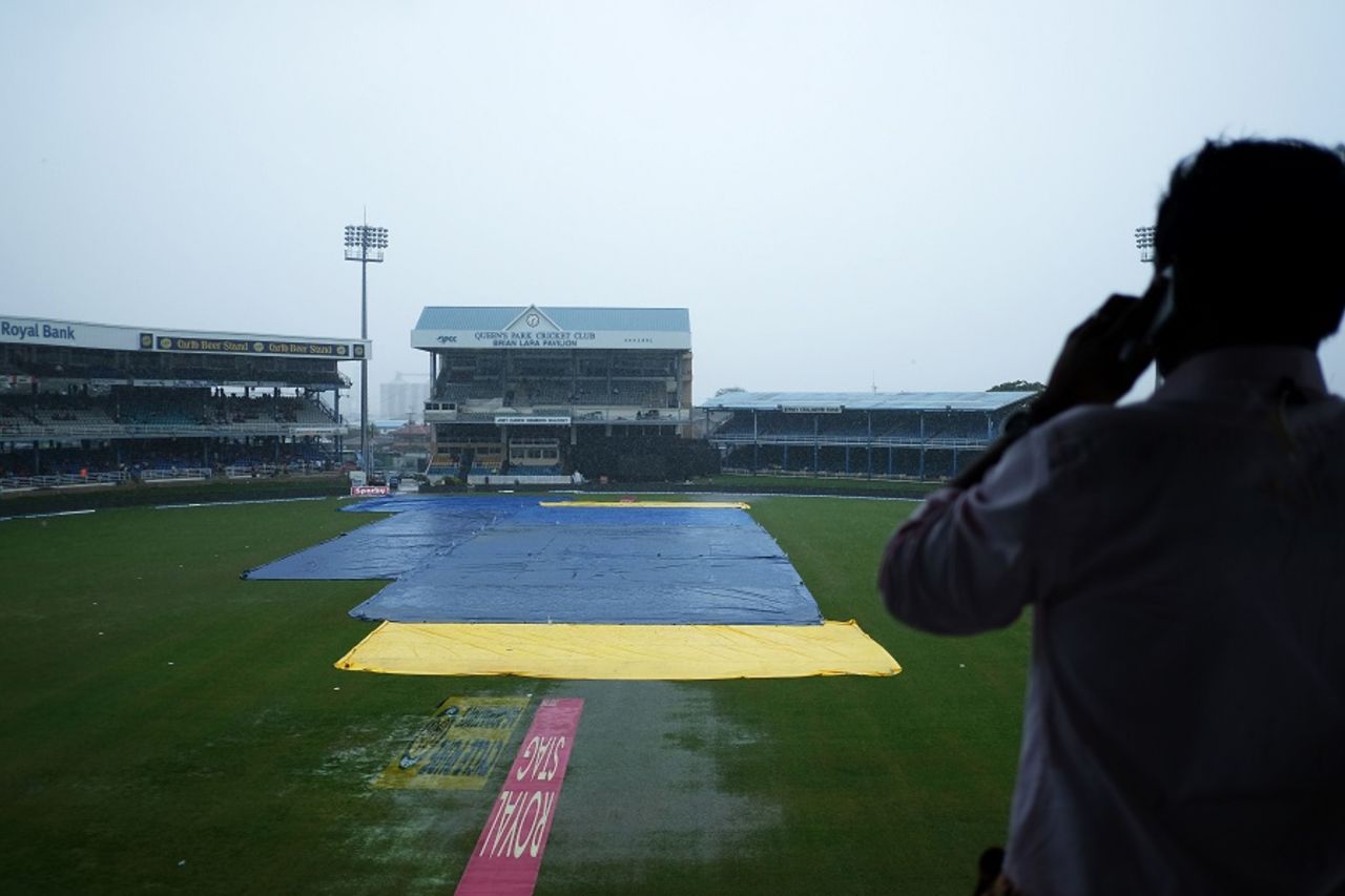 A heavy shower forced everyone off the outfield, West Indies v India, 1st ODI, Port-of-Spain, June 23, 2017