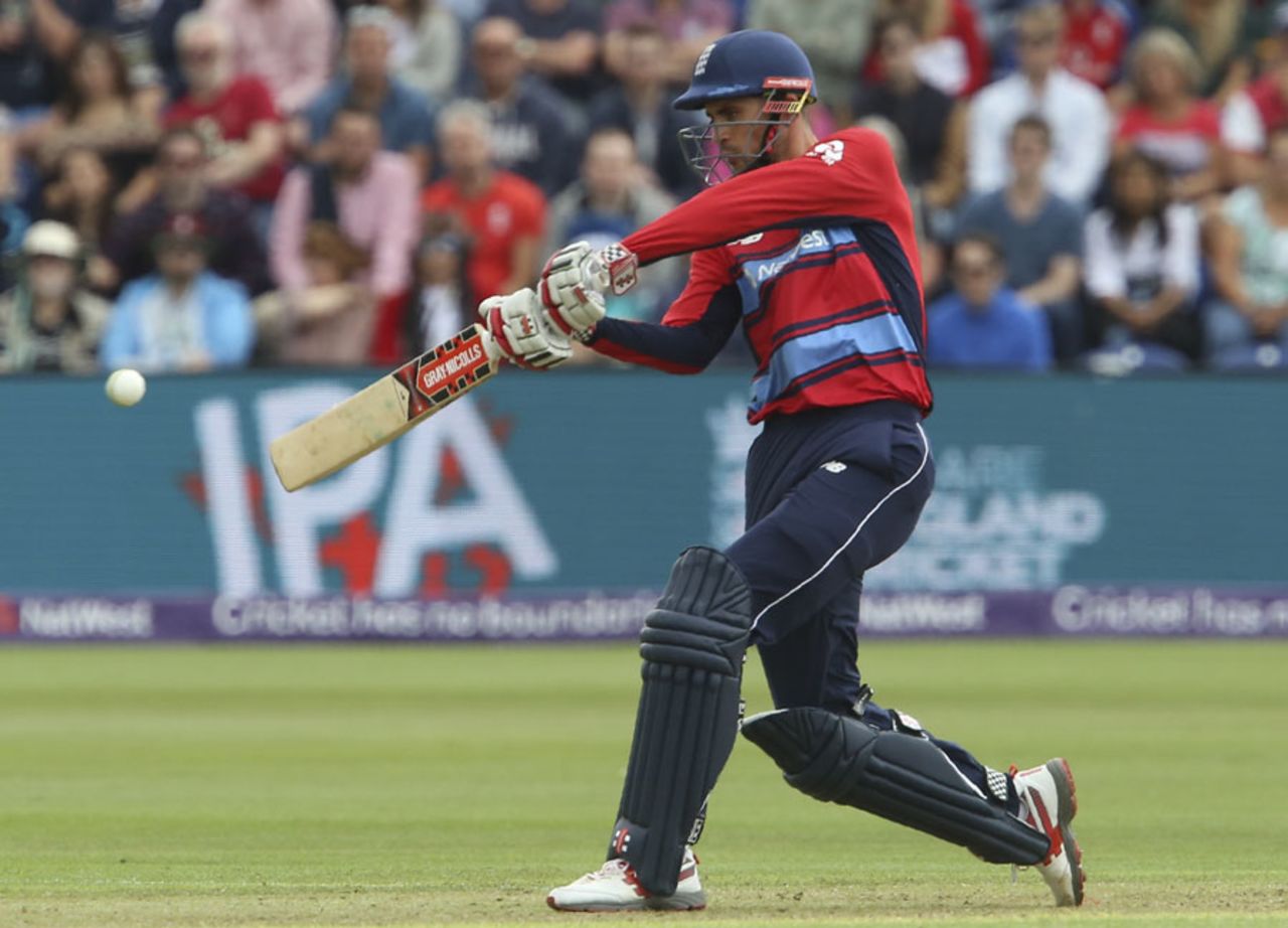 Alex Hales clubs down the ground, England v South Africa, 3rd T20I, Cardiff, June 25, 2017